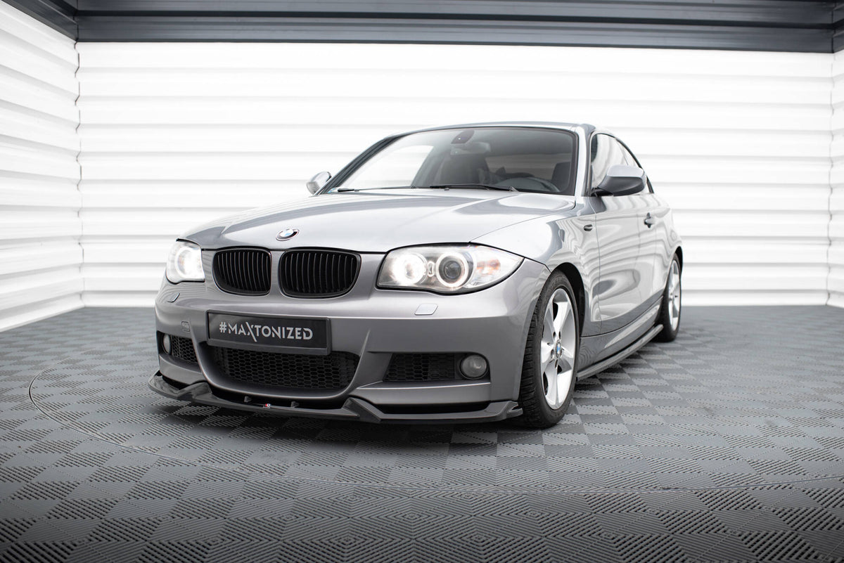Lame Pare-Chocs Avant BMW Série 1 M Tech E82 E88 2008-2013 - Spoiler Splitter Glossy Black, Diffuseur Sport