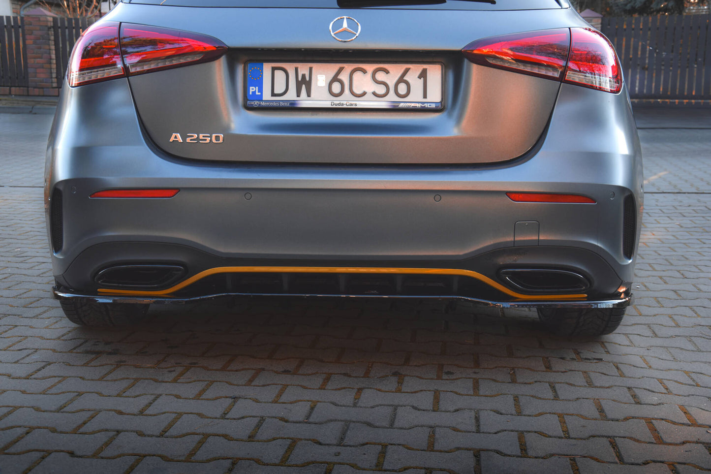 Maxton Design Mercedes A-Class Rear Lip - Gloss (W177 Hatchback 2018-2023 AMG Line) 6 Rear Splitter (with vertical bars) Mercedes-Benz A Hatchback AMG Line W177