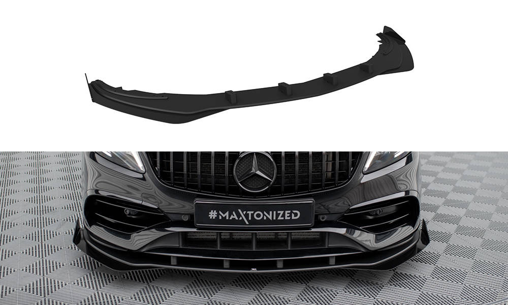 Street Pro Front Splitter Flaps Mercedes Benz A Amg Line W176 Facelift Black Red Gloss Flaps 0101