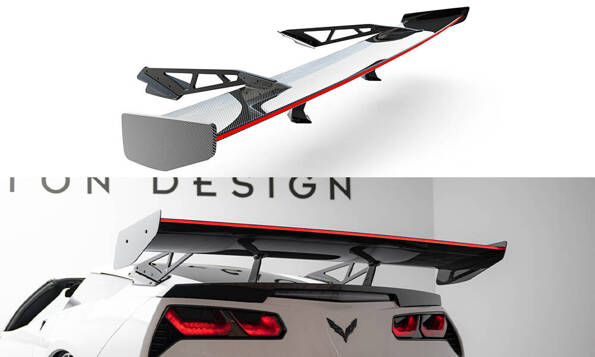 Carbon Spoiler With Upper Swan Mounting + LED Chevrolet Corvette Stingray / Grand Sport C7