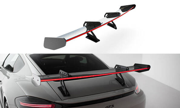 Carbon Spoiler With Upper Swan Mounting V.1 + LED Porsche 718 Cayman 982c