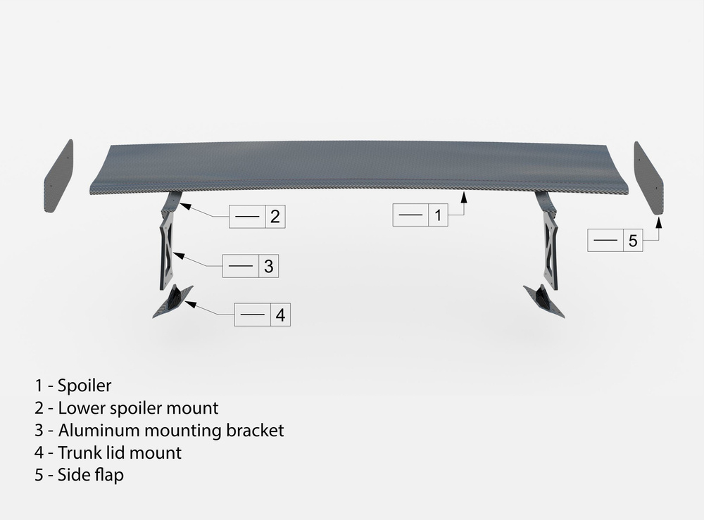 Carbon Spoiler With Internal Brackets Uprights BMW M2 F87 / 2 / 2 M-Pack F22