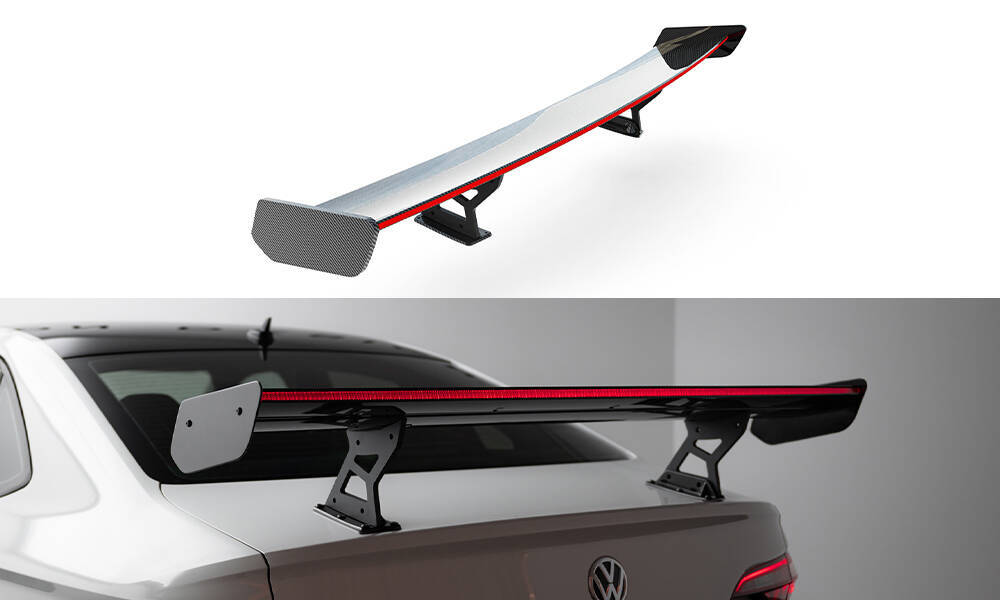 Carbon Spoiler With Internal Brackets Uprights + LED Volkswagen Jetta GLI Mk7