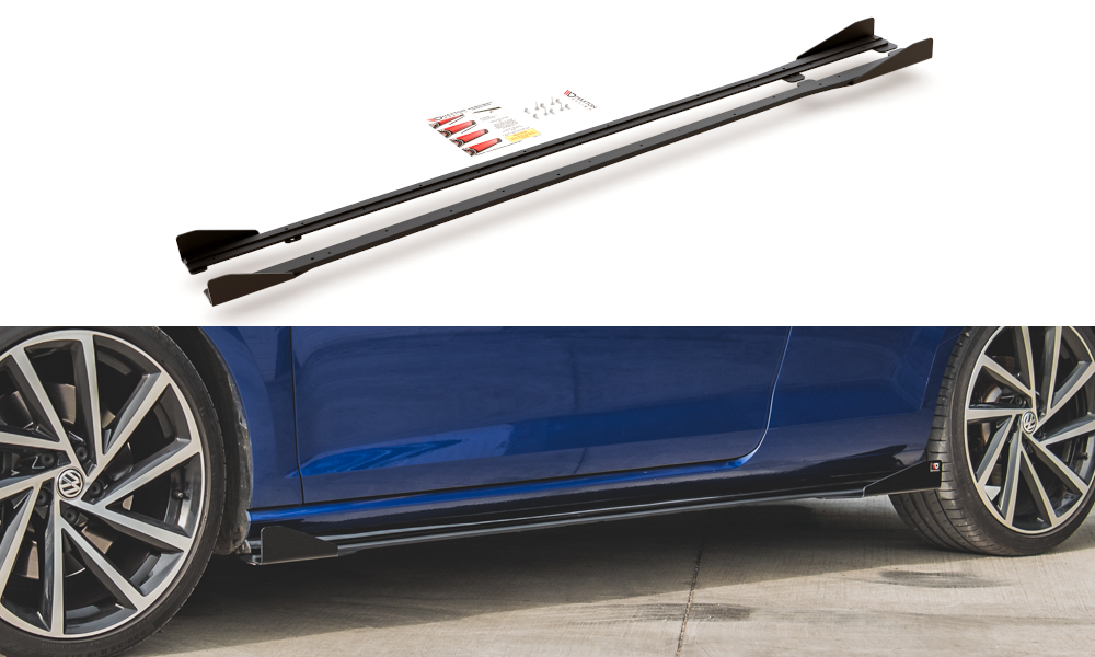 Racing Durability Side Skirts Diffusers + Flaps VW Golf 7 R / R-Line Facelift