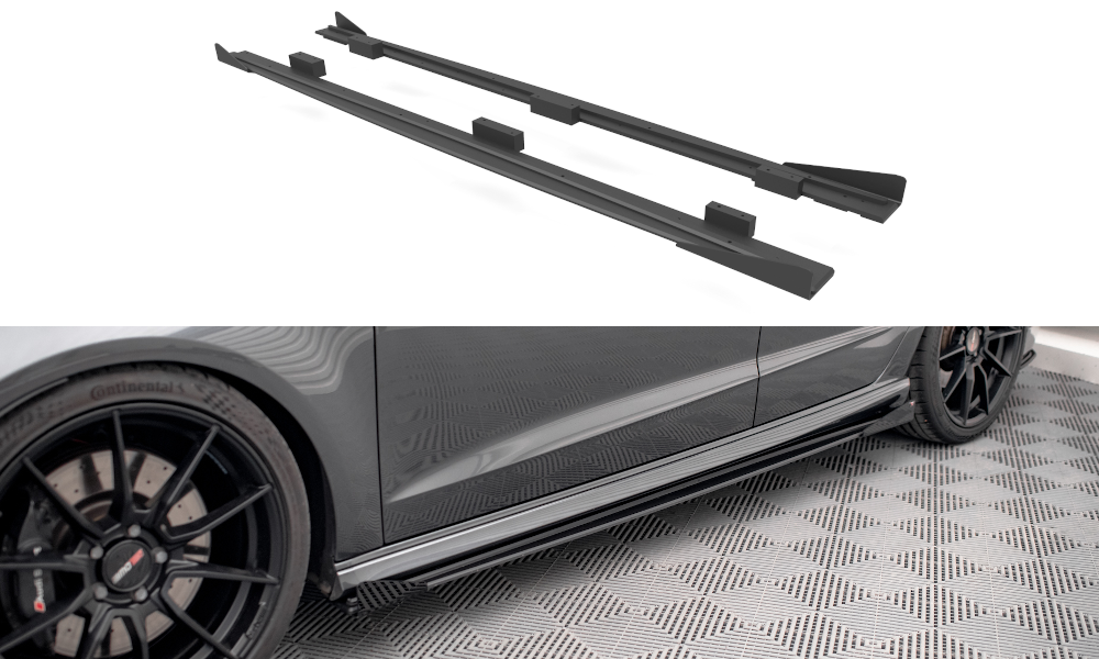 Street Pro Side Skirts Diffusers + Flaps Audi S3 / A3 S-Line Sportback 8V Facelift