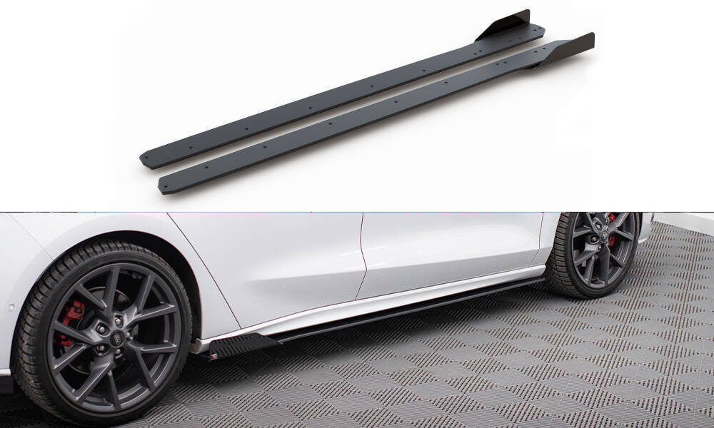 Street Pro Side Skirts Diffusers + Flaps Ford Focus ST / ST-Line Mk4