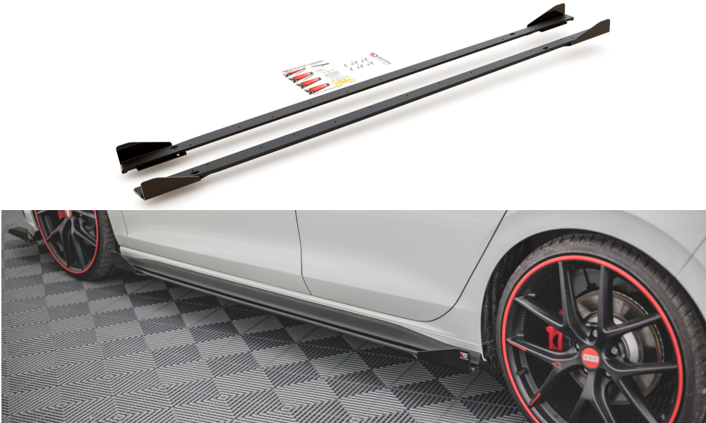 Street Pro Side Skirts Diffusers + Flaps Volkswagen Golf GTI / GTE / GTI Clubsport / R-Line Mk8