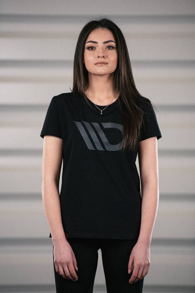 Womens Black T-shirt with grey logo