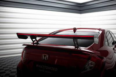 Carbon Spoiler With Internal Brackets Uprights + LED Honda Civic SI Mk10