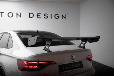 Carbon Spoiler With Internal Brackets Uprights + LED Volkswagen Jetta GLI Mk7