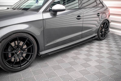 Street Pro Side Skirts Diffusers + Flaps Audi S3 / A3 S-Line Sportback 8V Facelift