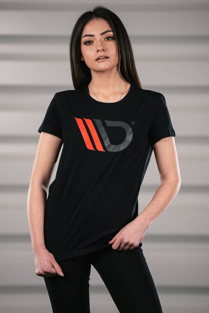 Womens Black T-shirt with red logo